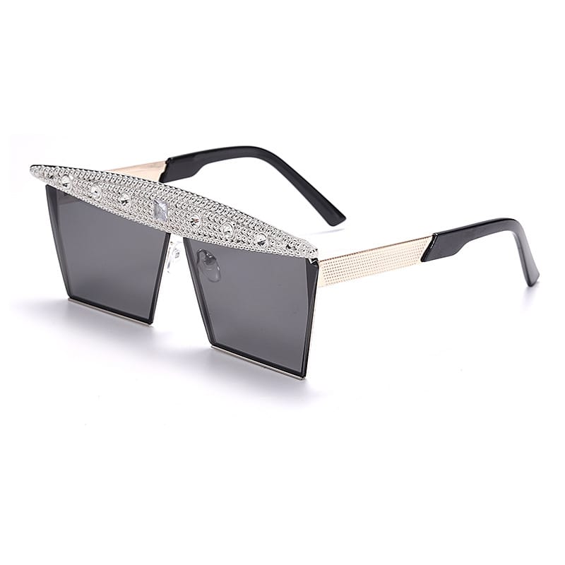 Levoire | lunettes de soleil grande monture décor strass Une taille Or-Gris