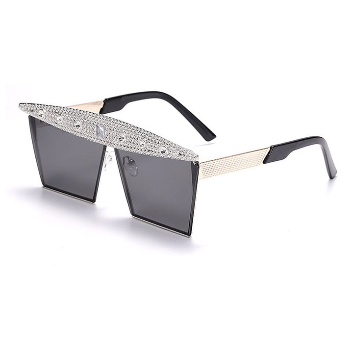 Levoire | lunettes de soleil grande monture décor strass Une taille Or-Gris
