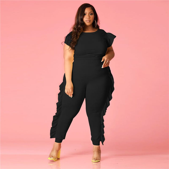Levoire | Deux Pièces Pantalon Et Chemise À Manches Courtes Avec Franges NOIR