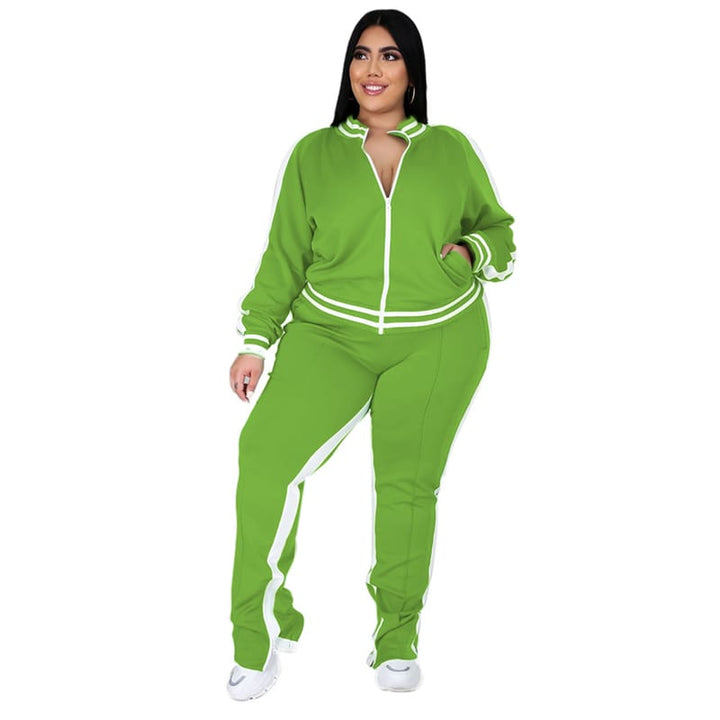 Levoire | veste de course avec zip, poches et pantalon de course VERT VAISE