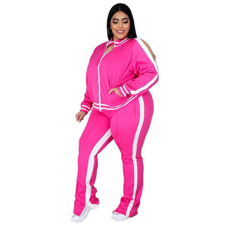 Levoire | veste de course avec zip, poches et pantalon de course ROSE
