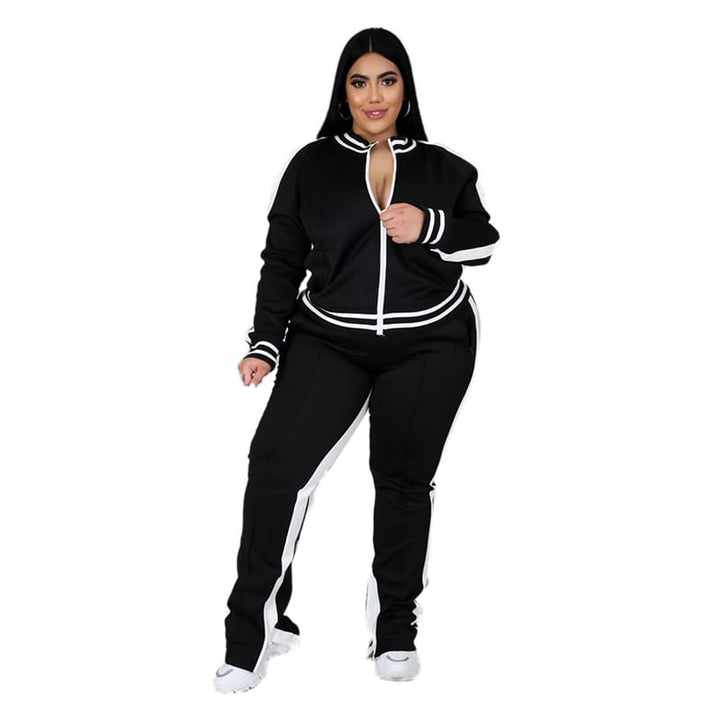 Levoire | veste de course avec zip, poches et pantalon de course NOIR