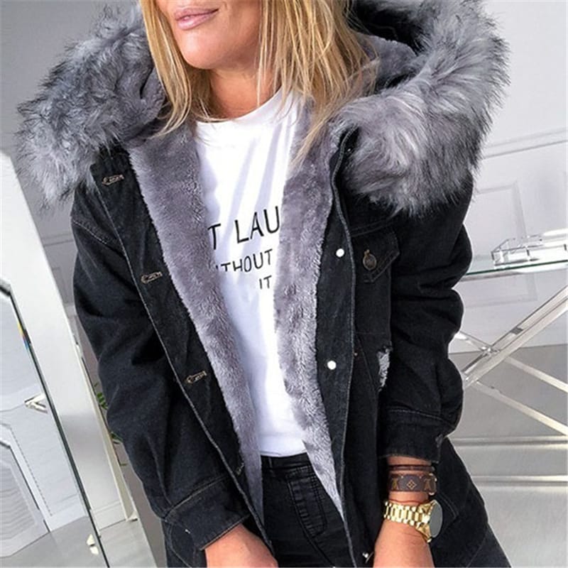 Levoire | t-shirt à capuche en frotté à manches longues NOIR