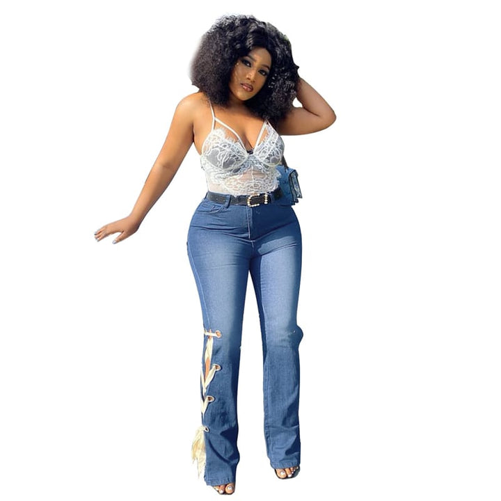 Levoire | pantalon taille haute à pli latéral BLEU