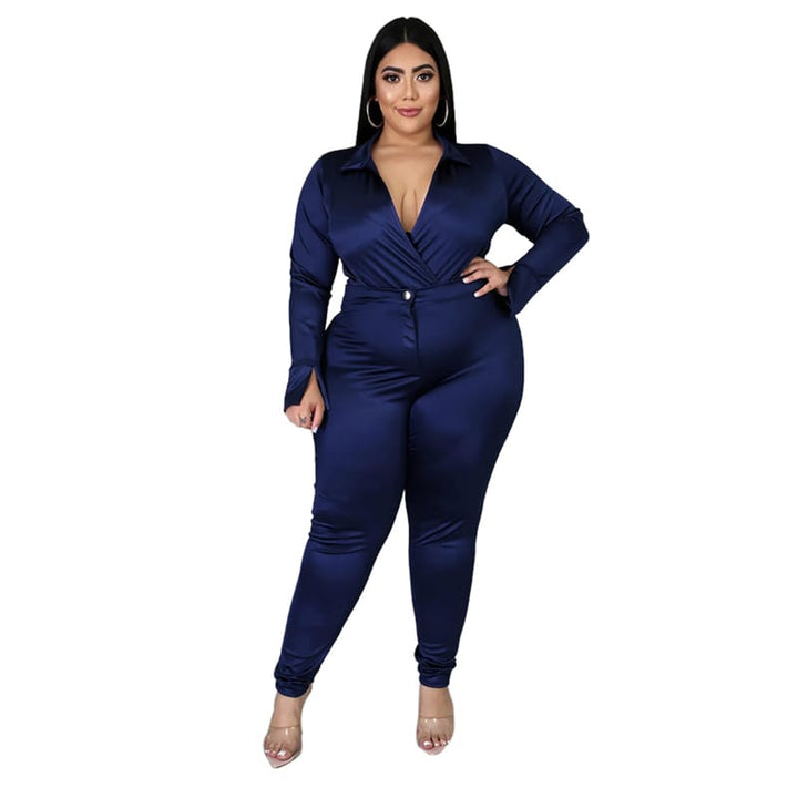 Levoire | Deux pièces V-cou et pantalons unis BLEU