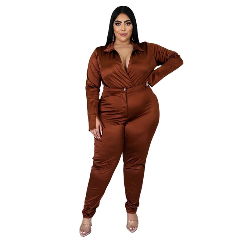 Levoire | Deux pièces V-cou et pantalons unis TUMMA BRONZE