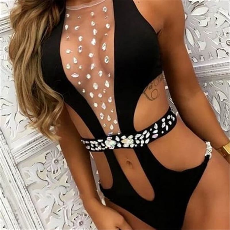 Levoire | natation maille strass transparent myrtille