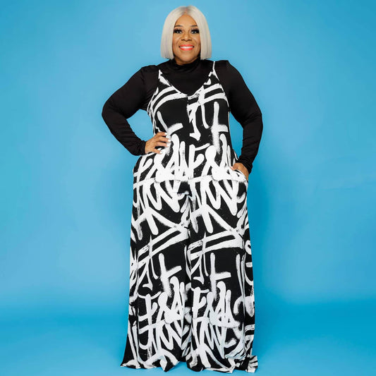 Levoire | Pantalons Larges Graffiti Imprimé Dos Nu