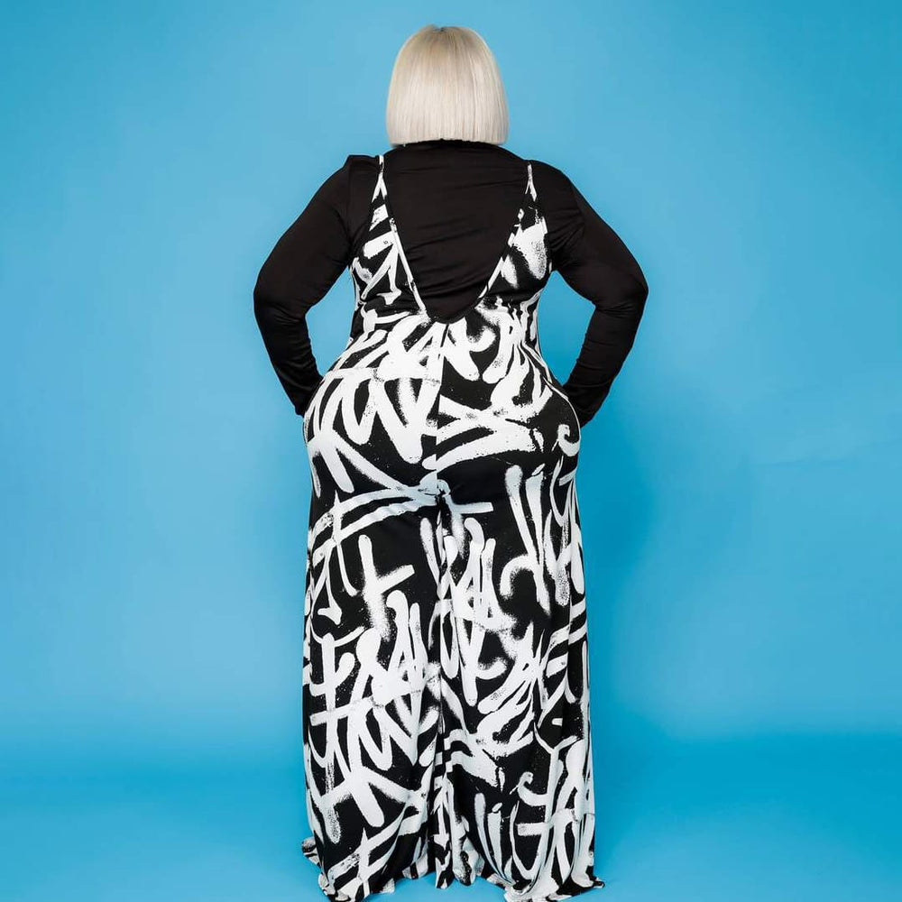 Levoire | Pantalons Larges Graffiti Imprimé Dos Nu