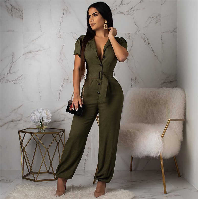 Levoire | robe à manches courtes avec bouton et ceinture OLIVE