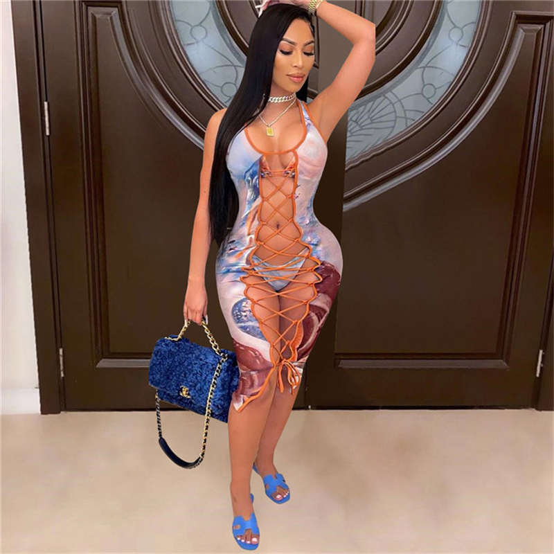 Levoire | et sa robe sexy à l'avant pour la plage BLEU ROUGE