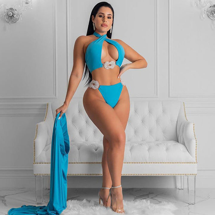 Levoire | Maillot 3 pièces encolure haute et jupe longue fendue