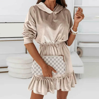 Levoire | courte à capuche en velours et manches longues BEIGE