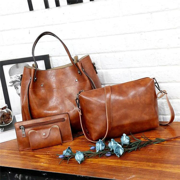 Levoire | Ensemble de sac à main de cueillette de vin à 4 pièces pour femmes Braun