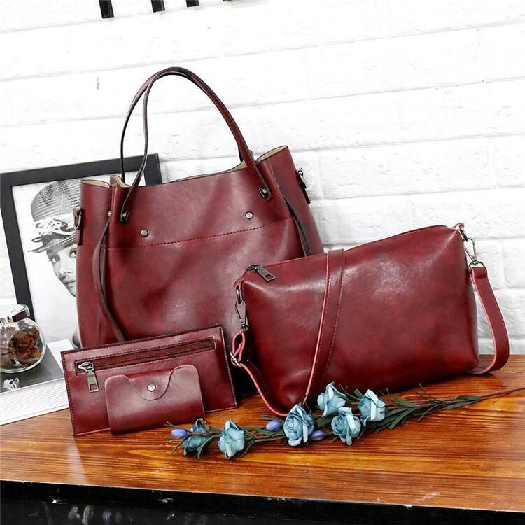 Levoire | Ensemble de sac à main de cueillette de vin à 4 pièces pour femmes Rot