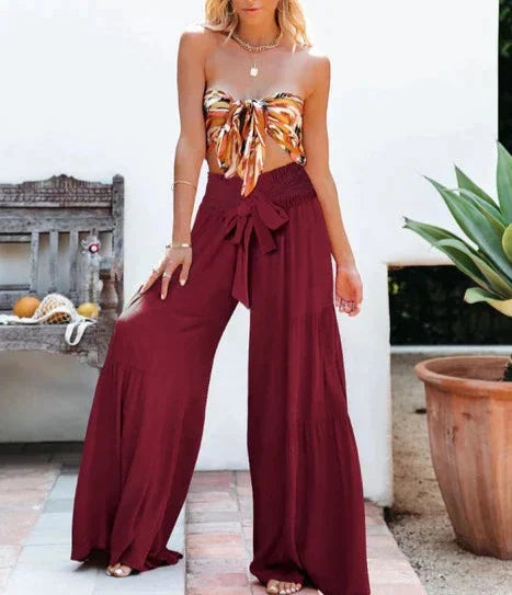 Levoire | Pantalon Plissé Avec Taille Élastique Bourgogne