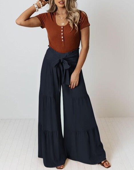 Levoire | Pantalon Plissé Avec Taille Élastique Bleu foncé