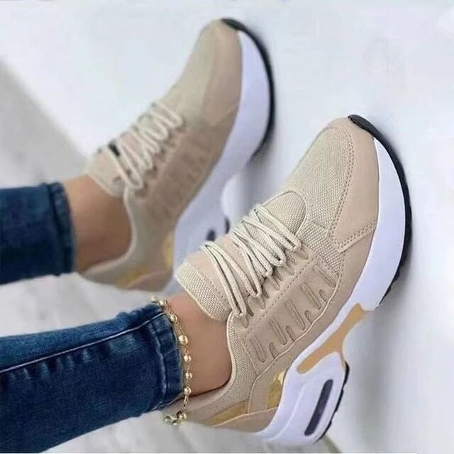 Levoire | Baskets Compensées Vulcanisées Avec Lacets Beige