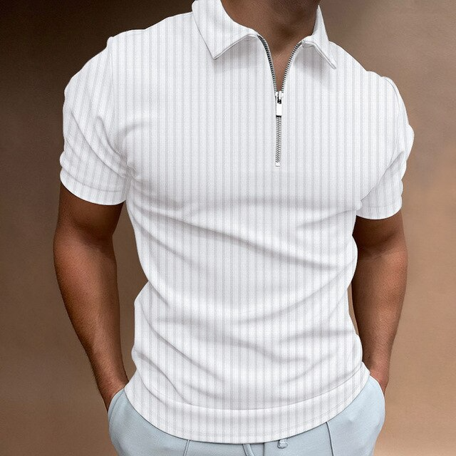 Levoire | Mussle-Fit Chemise Polos Pour Hommes Avec Fermeture Éclair Pour Le Quotidien Blanc