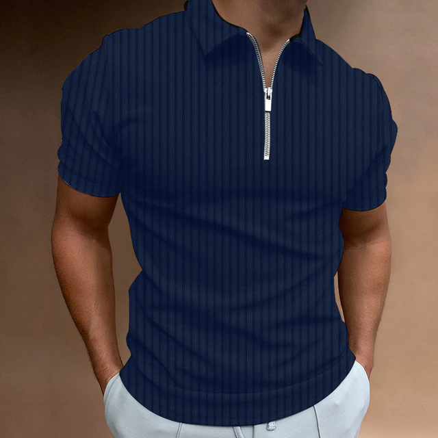 Levoire | Mussle-Fit Chemise Polos Pour Hommes Avec Fermeture Éclair Pour Le Quotidien Bleu marine