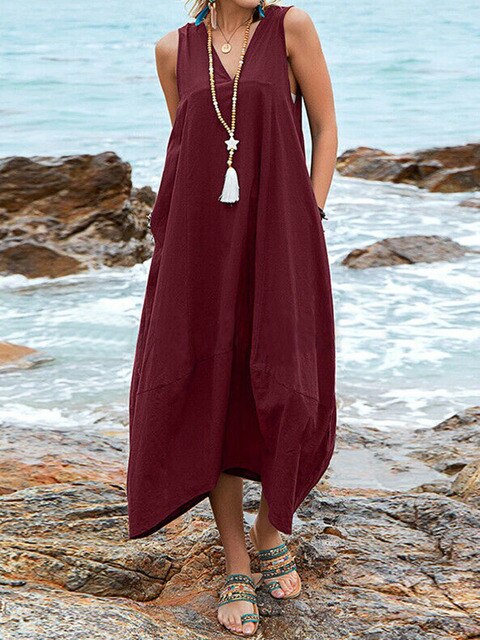 Levoire | Robe de plage d'été Vin rouge