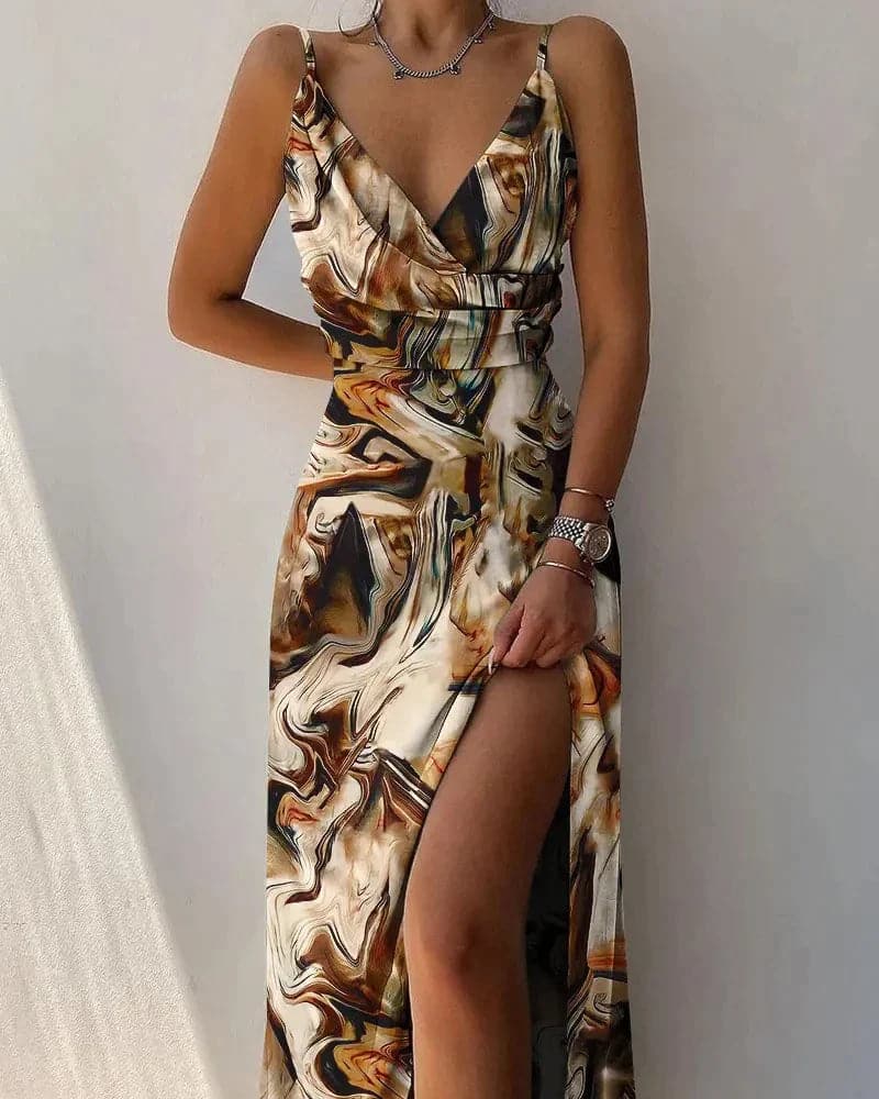 Levoire | Robe De Soirée Sans Manches Pour Femme - Maxi Bleu Brun