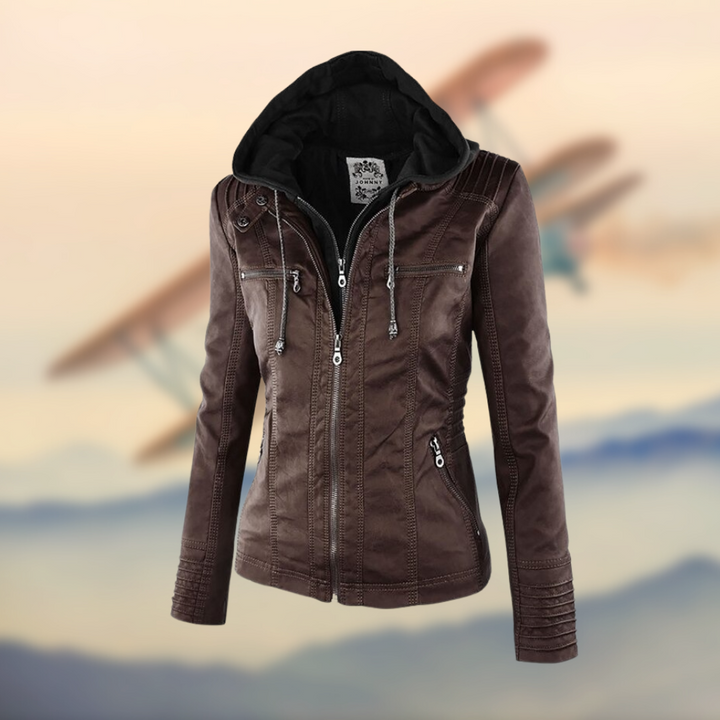 Levoire | Veste En Cuir Végétal Avec Style Braun