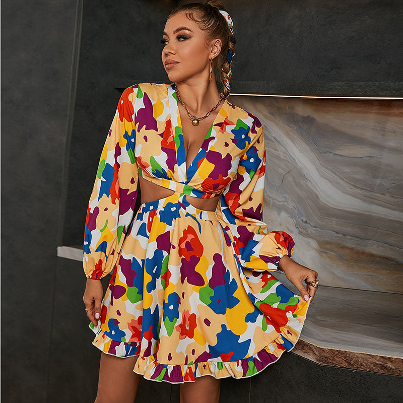 Levoire | short V-neck à manches longues asymétrique dos nu MULTICOLORE S