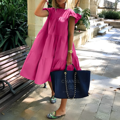 Levoire | Robe Mi-Longue Avec Des Manches Froncées Rosenrot