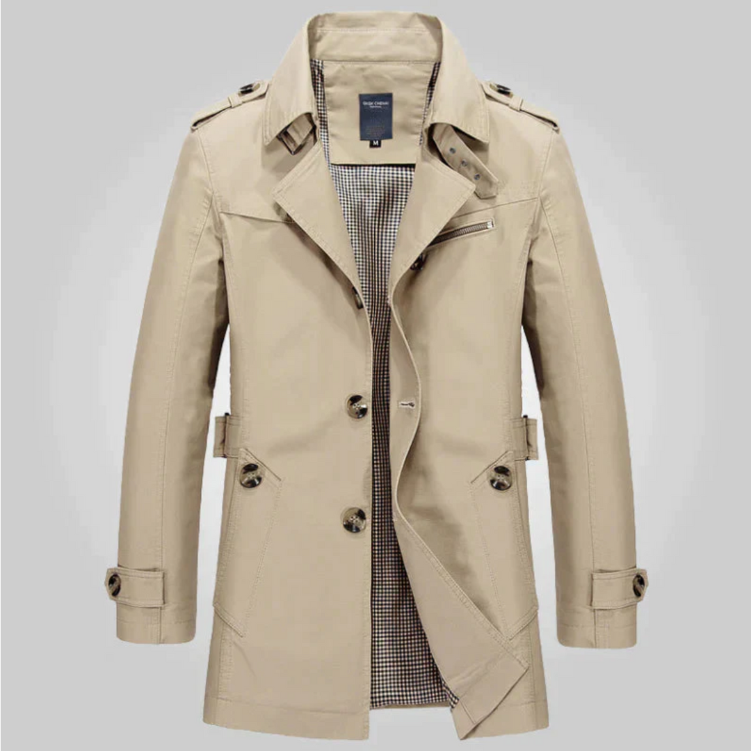 Levoire | Trench-Coat Pour Hommes Conception Classique Et Style Raffiné Kaki
