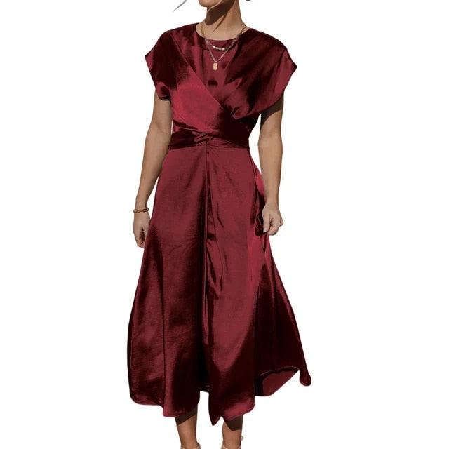 Levoire | Robe Midi Avec Des Détails De Broderie Au Point De Croix Pour Femmes Bourgogne