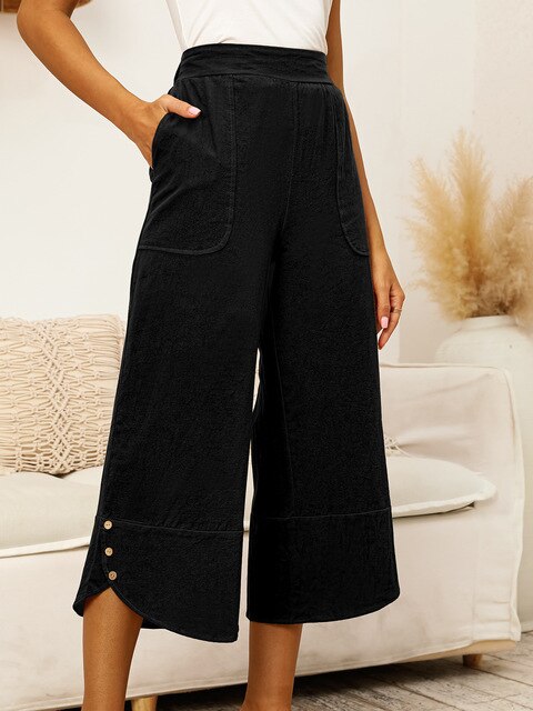 Levoire | Pantalon Élégant Jusqu'Aux Mollets Noir