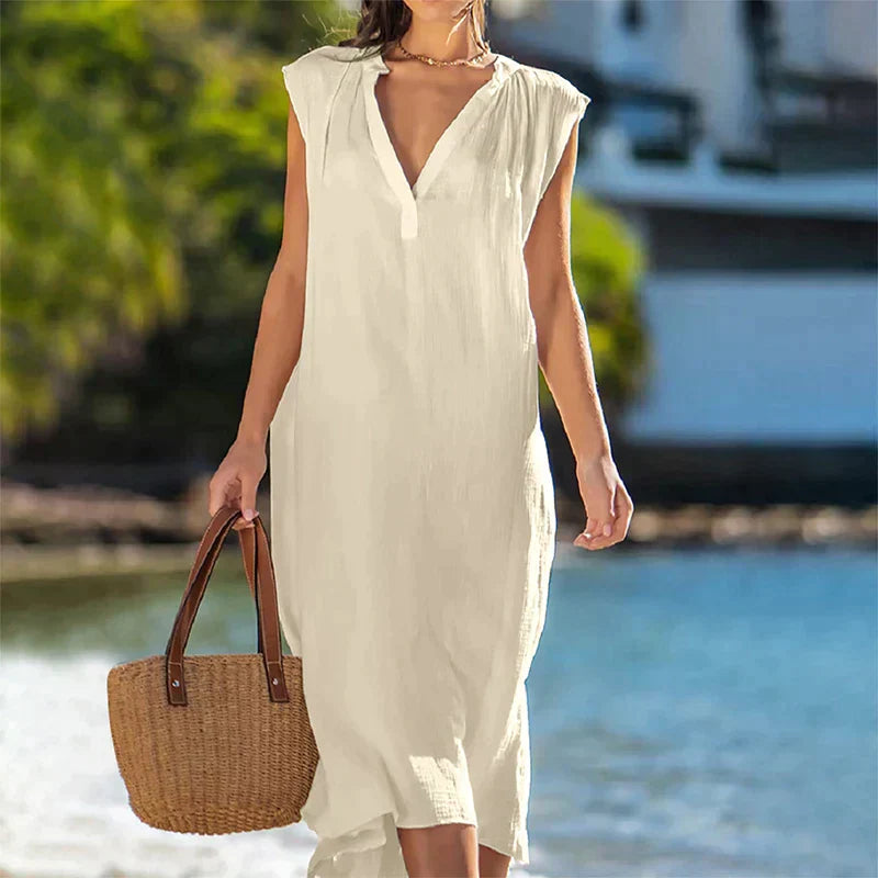 Levoire | Robe À Décolleté En V Variation Beige