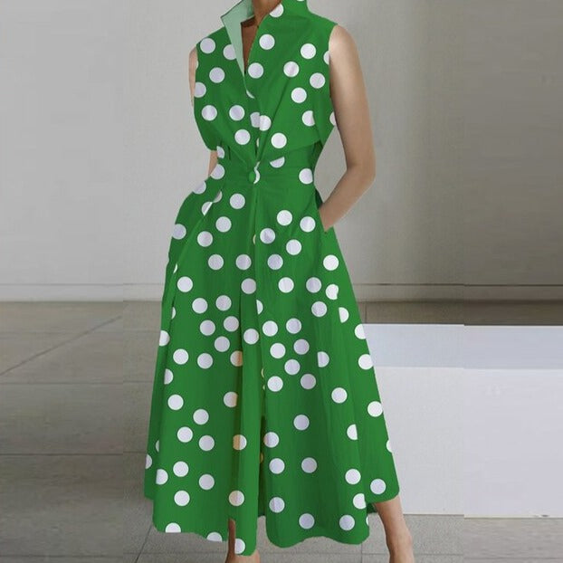 Levoire | Robe Élégante À Manches Courtes Vert