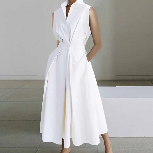Levoire | Robe Élégante À Manches Courtes Blanc 2