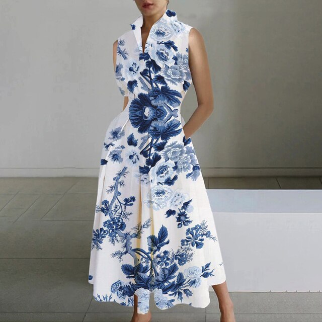 Levoire | Robe Élégante À Manches Courtes Bleu