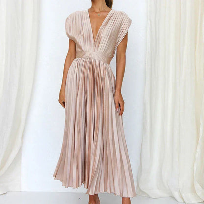 Levoire | Robe Midi Plissée À Décolleté En V Rosa ( presque épuisé )
