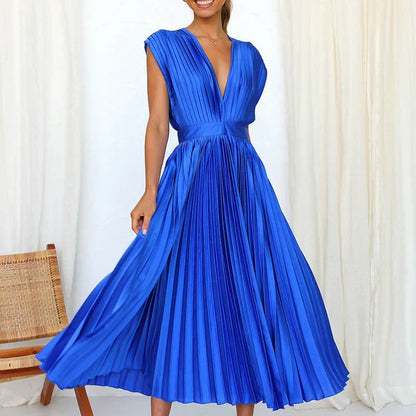 Levoire | Robe Maxi Avec Décolleté En V Bleu