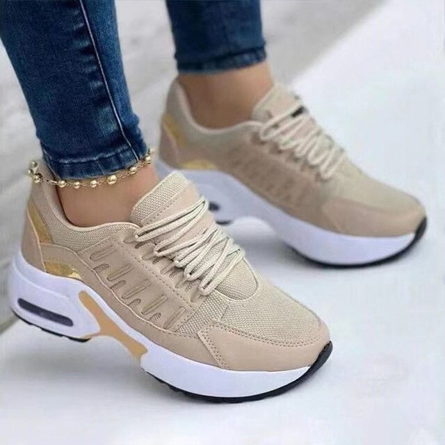 Levoire | Baskets Femme Avec Talon Ergonomique Khaki
