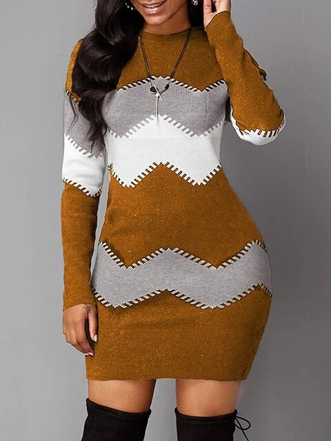 Levoire | Élégant Robe Mi-Longue Imprimée Braun