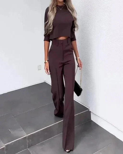 Levoire | Ensemble Femme Avec Crop-Top Et Pantalon