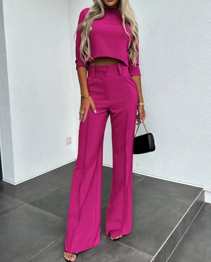 Levoire | Rentous Taille Haute Pantalon Set Rose foncé