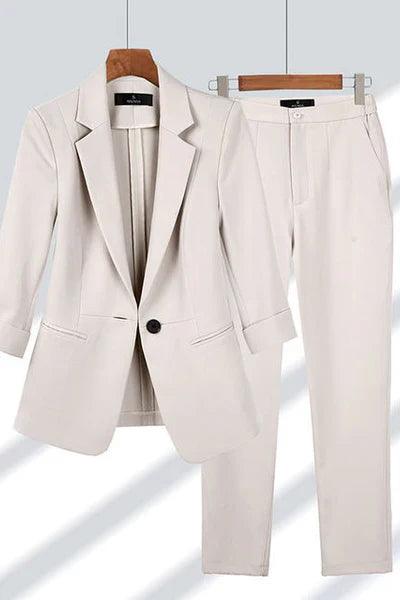 Levoire | Ensemble Élégant Avec Blazer Et Pantalon Pour Femmes Beige