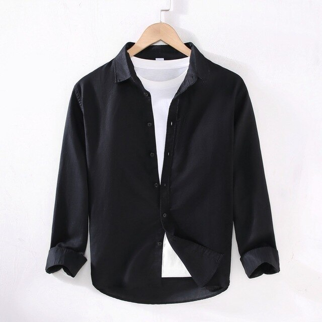 Levoire | Chemise Légère À Manches Longues Et Boutons Noir