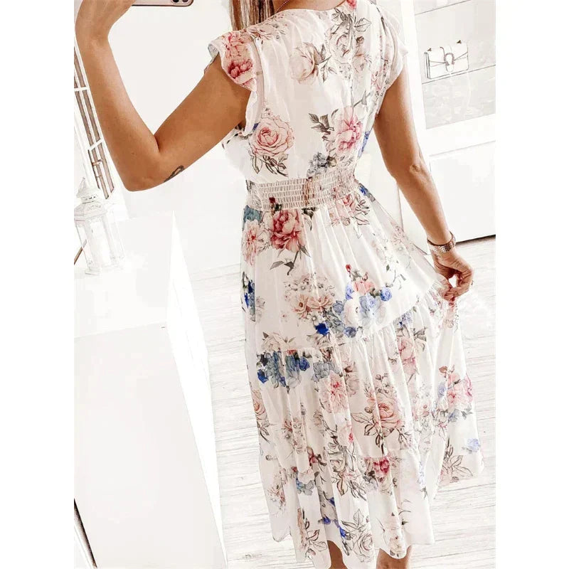 Levoire | Robe Imprimée Avec Décolleté En V Et Motif Floral