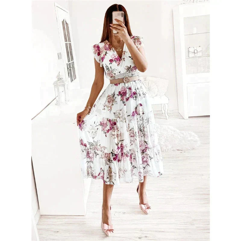 Levoire | Robe Imprimée Avec Décolleté En V Et Motif Floral
