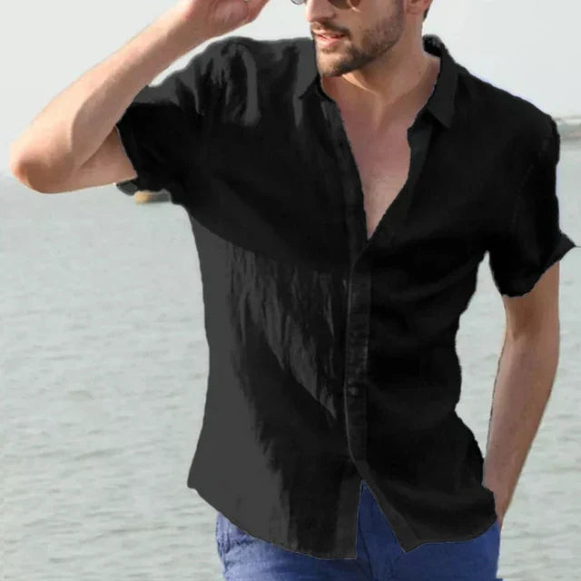 Levoire | Chemise En Lin Coupe Relaxee Hommes Noir