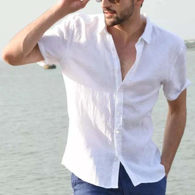 Levoire | Chemise En Lin Coupe Relaxee Hommes Blanc
