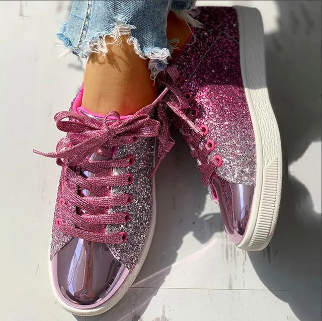 Levoire | Chaussures Brillantes À Lacets Pour Femmes Rosa