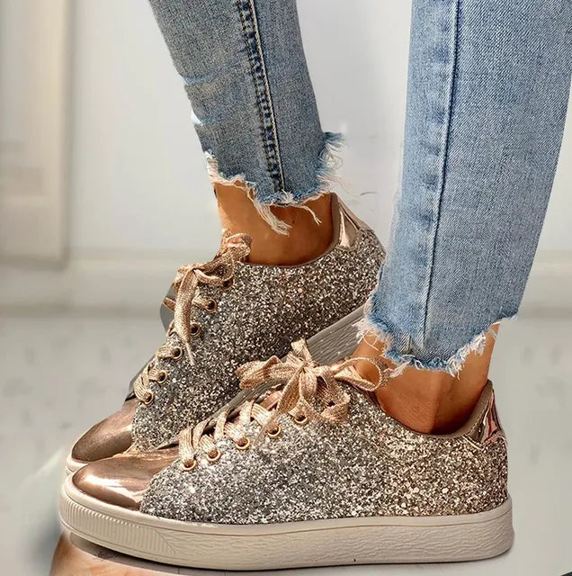 Levoire | Chaussures À Paillettes Décontractées Luxueuses Pour Femmes Style Beige